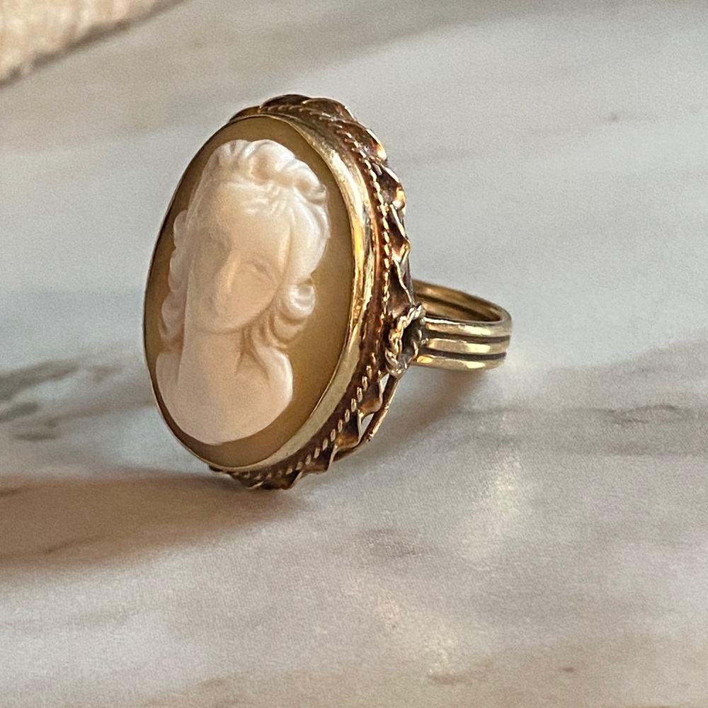 (NFS / NFT) 14K + Victorian Shell Cameo Ring circa 1840, size 7 - Picture 11 of 17